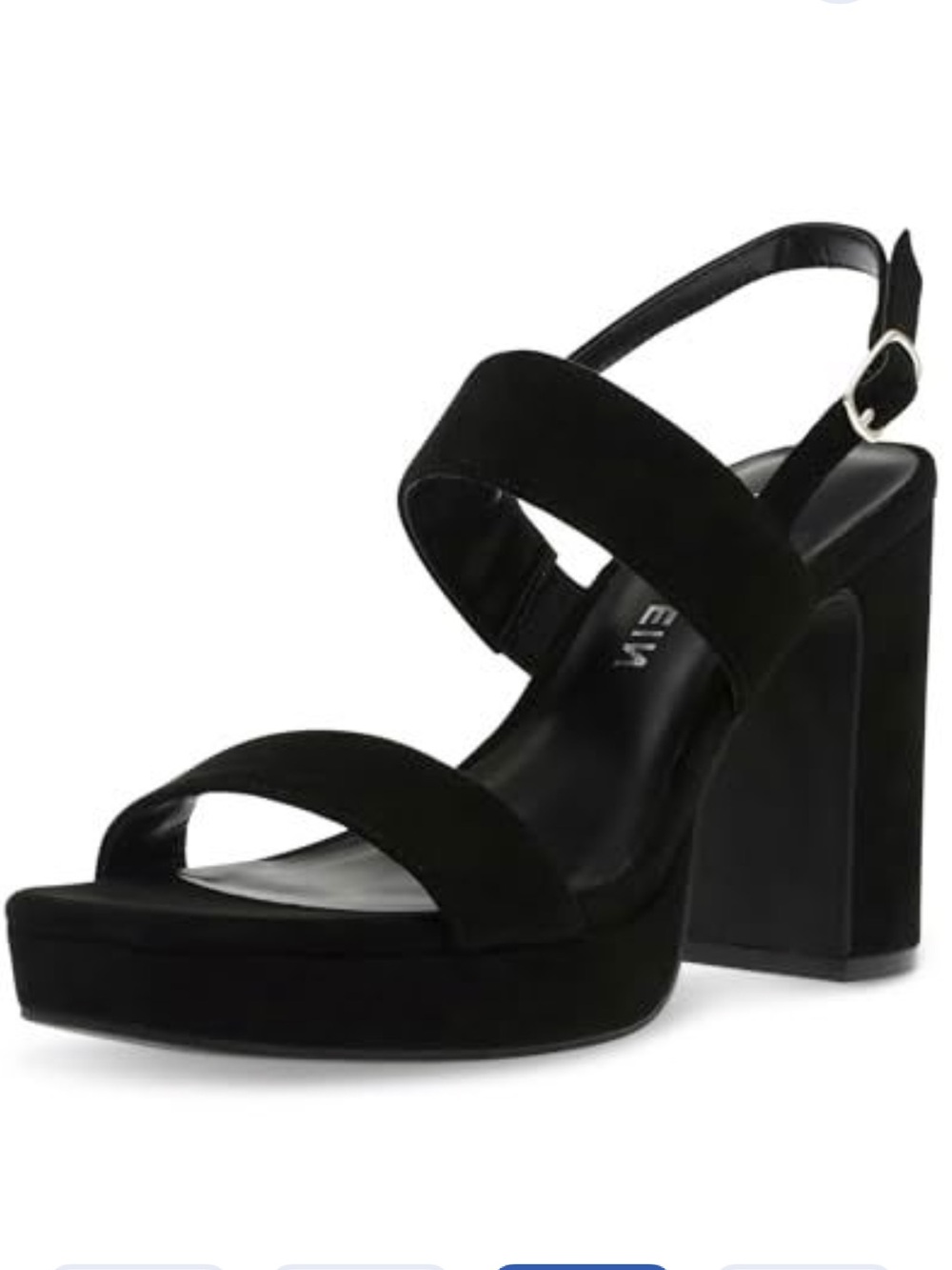 Anne Klein 11 Zaya Strappy Smooth Black Block Heel Sandal